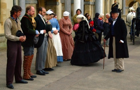 Queen Victoria greets her house staff